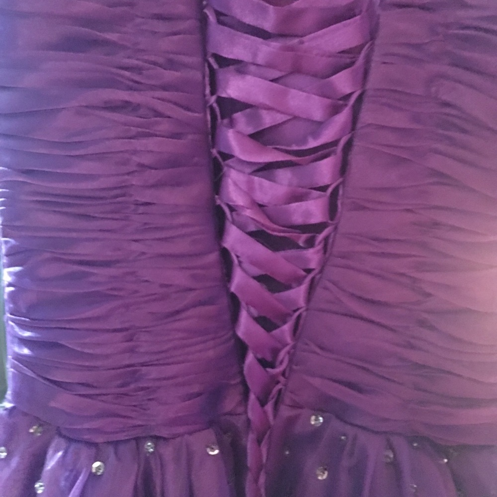 Purple sequined prom/pageant dress